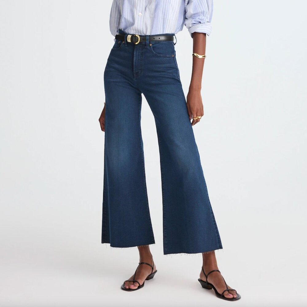 NWT Madewell Flared Wide-Leg Crop Jeans P29 Kingston wash